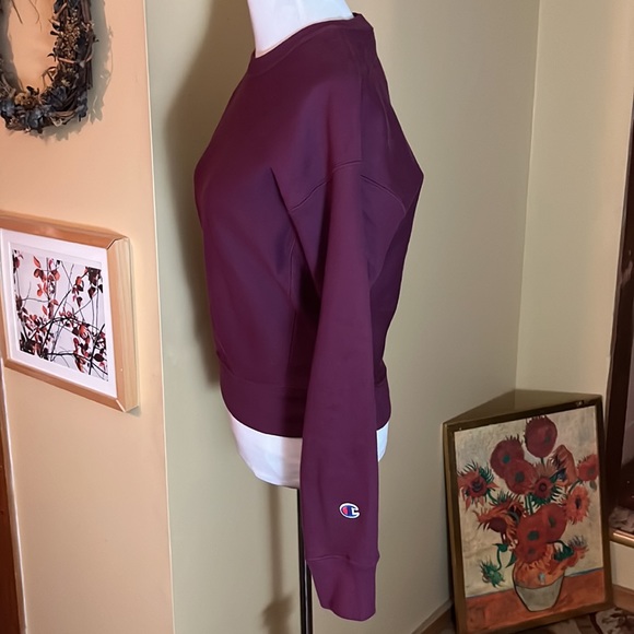 Vtg 80s CHAMPION REVERSE WEAVE Size XS  Red Wine Ribbed Collar Sleeve Logo NEW - Picture 6 of 16
